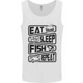 Eat Sleep Fish Repeat Funny Fishing Mens Vest Tank Top White