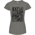 Eat Sleep Fish Repeat Funny Fishing Womens Petite Cut T-Shirt Charcoal
