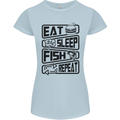 Eat Sleep Fish Repeat Funny Fishing Womens Petite Cut T-Shirt Light Blue