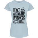 Eat Sleep Fish Repeat Funny Fishing Womens Petite Cut T-Shirt Light Blue