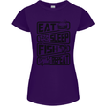 Eat Sleep Fish Repeat Funny Fishing Womens Petite Cut T-Shirt Purple