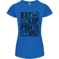 Eat Sleep Fish Repeat Funny Fishing Womens Petite Cut T-Shirt Royal Blue