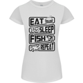 Eat Sleep Fish Repeat Funny Fishing Womens Petite Cut T-Shirt White