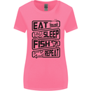 Eat Sleep Fish Repeat Funny Fishing Womens Wider Cut T-Shirt Azalea