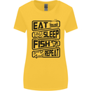 Eat Sleep Fish Repeat Funny Fishing Womens Wider Cut T-Shirt Yellow