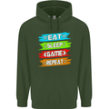 Eat Sleep Game Funny Gamer Gamming Childrens Kids Hoodie Forest Green