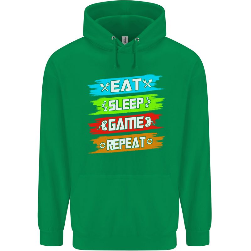 Eat Sleep Game Funny Gamer Gamming Childrens Kids Hoodie Irish Green