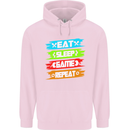 Eat Sleep Game Funny Gamer Gamming Childrens Kids Hoodie Light Pink
