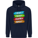 Eat Sleep Game Funny Gamer Gamming Childrens Kids Hoodie Navy Blue