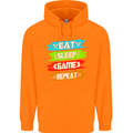 Eat Sleep Game Funny Gamer Gamming Childrens Kids Hoodie Orange