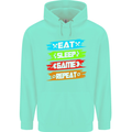 Eat Sleep Game Funny Gamer Gamming Childrens Kids Hoodie Peppermint