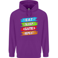 Eat Sleep Game Funny Gamer Gamming Childrens Kids Hoodie Purple