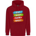 Eat Sleep Game Funny Gamer Gamming Childrens Kids Hoodie Red
