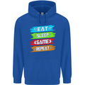 Eat Sleep Game Funny Gamer Gamming Childrens Kids Hoodie Royal Blue