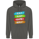 Eat Sleep Game Funny Gamer Gamming Childrens Kids Hoodie Storm Grey