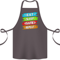 Eat Sleep Game Funny Gamer Gamming Cotton Apron 100% Organic Dark Grey
