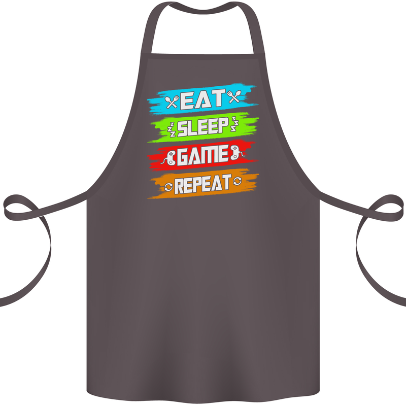 Eat Sleep Game Funny Gamer Gamming Cotton Apron 100% Organic Dark Grey