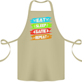 Eat Sleep Game Funny Gamer Gamming Cotton Apron 100% Organic Khaki