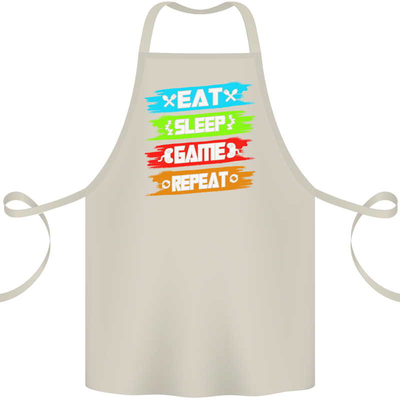 Eat Sleep Game Funny Gamer Gamming Cotton Apron 100% Organic Natural