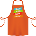 Eat Sleep Game Funny Gamer Gamming Cotton Apron 100% Organic Orange