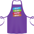 Eat Sleep Game Funny Gamer Gamming Cotton Apron 100% Organic Purple