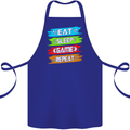 Eat Sleep Game Funny Gamer Gamming Cotton Apron 100% Organic Royal Blue
