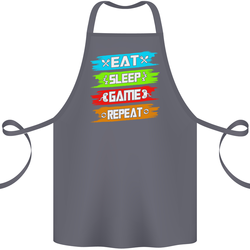 Eat Sleep Game Funny Gamer Gamming Cotton Apron 100% Organic Steel