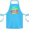 Eat Sleep Game Funny Gamer Gamming Cotton Apron 100% Organic Turquoise