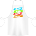 Eat Sleep Game Funny Gamer Gamming Cotton Apron 100% Organic White