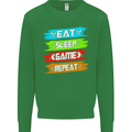 Eat Sleep Game Funny Gamer Gamming Kids Sweatshirt Jumper Irish Green