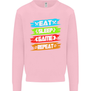 Eat Sleep Game Funny Gamer Gamming Kids Sweatshirt Jumper Light Pink