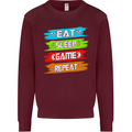 Eat Sleep Game Funny Gamer Gamming Kids Sweatshirt Jumper Maroon