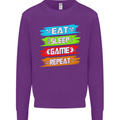 Eat Sleep Game Funny Gamer Gamming Kids Sweatshirt Jumper Purple