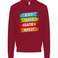 Eat Sleep Game Funny Gamer Gamming Kids Sweatshirt Jumper Red