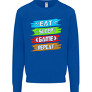 Eat Sleep Game Funny Gamer Gamming Kids Sweatshirt Jumper Royal Blue