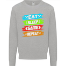 Eat Sleep Game Funny Gamer Gamming Kids Sweatshirt Jumper Sports Grey