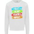 Eat Sleep Game Funny Gamer Gamming Kids Sweatshirt Jumper White