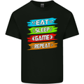 Eat Sleep Game Funny Gamer Gamming Kids T-Shirt Childrens Black