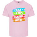 Eat Sleep Game Funny Gamer Gamming Kids T-Shirt Childrens Light Pink