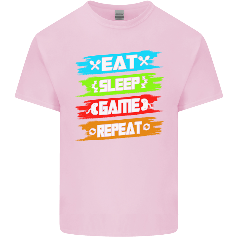 Eat Sleep Game Funny Gamer Gamming Kids T-Shirt Childrens Light Pink