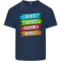 Eat Sleep Game Funny Gamer Gamming Kids T-Shirt Childrens Navy Blue