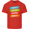 Eat Sleep Game Funny Gamer Gamming Kids T-Shirt Childrens Red