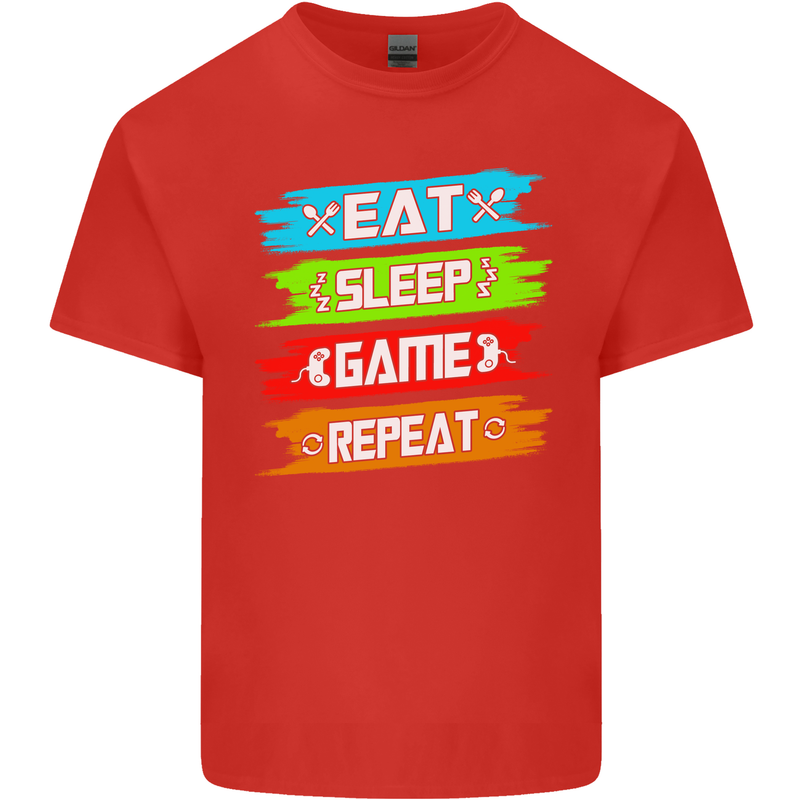 Eat Sleep Game Funny Gamer Gamming Kids T-Shirt Childrens Red