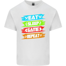 Eat Sleep Game Funny Gamer Gamming Kids T-Shirt Childrens White