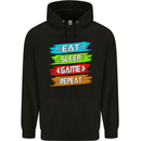 Eat Sleep Game Funny Gamer Gamming Mens 80% Cotton Hoodie Black