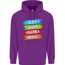 Eat Sleep Game Funny Gamer Gamming Mens 80% Cotton Hoodie Purple