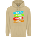 Eat Sleep Game Funny Gamer Gamming Mens 80% Cotton Hoodie Sand