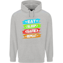 Eat Sleep Game Funny Gamer Gamming Mens 80% Cotton Hoodie Sports Grey
