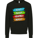 Eat Sleep Game Funny Gamer Gamming Mens Sweatshirt Jumper Black