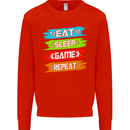 Eat Sleep Game Funny Gamer Gamming Mens Sweatshirt Jumper Bright Red